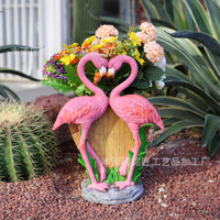 Resin Flamingo Flower Pot with Hand-Painted Finish