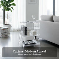 Transparent Ribbon Table Sculptural Design Nightstand Iridescent Finish