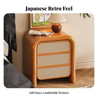 Wicker Front Bedside Cabinet Rattan Design Nightstand space-saving Size for Entryway