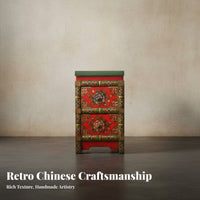 Two-Door Painted Chest Chinese design Storage Cabinet Multifunctional Distressed Finish for homeowners, Living Room