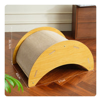 Feline Scratcher Bed Corrugated Rocking Feline Bed Curved Wood for Rest, Play