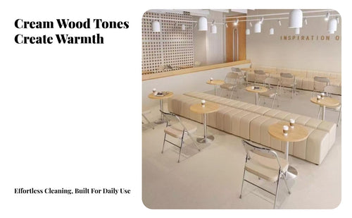 Creamy Aesthetic Upholstered Booth Bench Comfortable Upholstery Upholstered Dining Banquette High-Density Foam Cushion Minimalist Restaurant Furniture Sturdy Construction for Interior Designers, Business Owners, Dessert Shop, Cafe, Living Room, Office