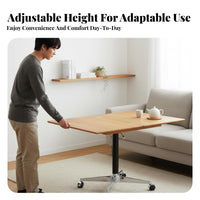 Adjustable C-Shaped Table Nordic Design C-Shaped Couch Table Mobile with casters Foldable surface for Students, Seniors, Bedroom