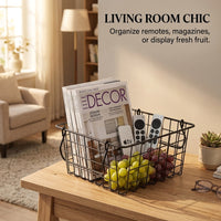 Laundry Basket with Handle for Bathroom Storage and Kitchen Organization, Wire Mesh Design for Shelves with Ventilation