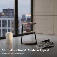 Curved Designd Nightstand Space-Saving Side Table Rounded Corners for Small areas