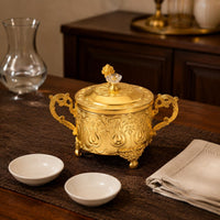 Lidded Jar Curved Handles Ornate Jar Faceted Knob