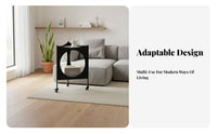 Rolling Corner Table with Cutouts Small Footprint Household Furniture for Adults