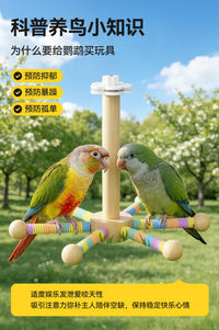 Hanging Wooden Bird Toy with Spinning Windmill
