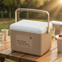 13L Cooler Box White Lid Outdoor Container Ribbed Sides