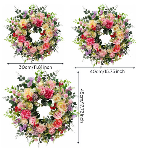 Peony Tulip Blossom Wreath Festive Decoration Seasonal Door Wreath for Entryway