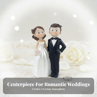 Bride and Groom Cake Topper European Design Cartoon Wedding Couple Doll Romantic Design Bride and Groom Statue for Anniversary, Desktop, Car Dashboard