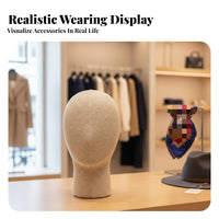 Textile Covered Mannequin Head Sturdy and Long-Lasting Linen Hat Display Stand
