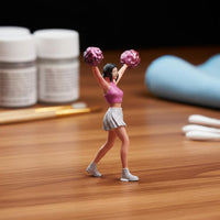 1:64 Cheerleader Figure Energetic Pose Miniature Scene Accessory Hand Painted