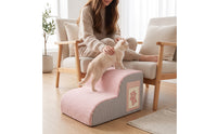 Pet Ramp Stairs Plaid Dog Steps with Soft Cover Non-Slip Curved Pet Steps for Small Dogs, Young Dogs, Couch, Bedroom, Living Room