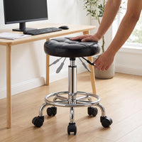 Adjustable Swivel Bar Stool with Backrest and Wheels for Home Bar or Salon