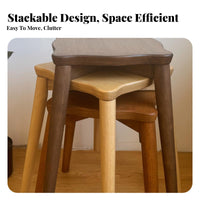 Solid Wood Vanity Stool Rounded Corners Nordic Design Stool Easy to Assemble