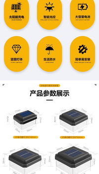 Solar Powered Pillar Light for Garden Villa, Wall Mount, with Light Sensor