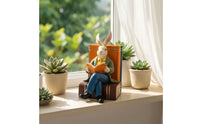 Whimsical Rabbit Reading a Book Literary Bunny Figurine Storybook Rabbit Figurine Charming for Teachers, Students, Desk, Office