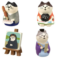 Zakka Style Fox Bookstore Cat Figurine Miniature Decor
