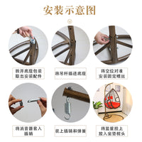 Double Woven Rattan Swing Chair for Balcony, Indoor/Outdoor Hanging Basket Chair