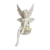 Seated Fairy Figurine with Butterfly Wings Decorative Sitting Fairy Figurine Compact Ornament Whimsical for Courtyard