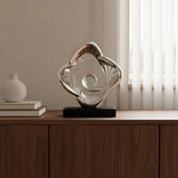 Abstract Resin Sculpture Glossy Finish Modern Abstract Desk Sculpture Compact Size Loop Decor Statue for Entryway