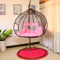 Double Woven Rattan Swing Chair for Balcony, Indoor/Outdoor Hanging Basket Chair