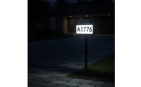 LED Illuminated Solar Address Sign with Stake Ground-Mount Solar House Number Sign Outdoor Slim for Homeowners, Delivery Drivers, Yard, Driveway, Garden, Mailbox Area