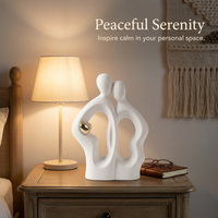 Abstract Couple Statue Hugging, Modern Ceramic Porcelain Figurine Ornaments for  #variant:White
