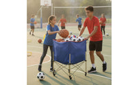 Portable Ball Storage Cart with Wheels Stainless Steel Sports Ball Storage Cart Metal Stable for Schools