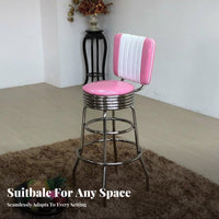 Retro Eatery Stool Backrest Assist Counter Chair With Footrest Upholstered Pad for Adults, Kitchen Island, Dining Room