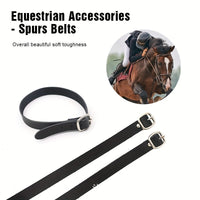 Genuine Leather Spur Straps with Metal Buckle, Model 008, for Equestrian Use