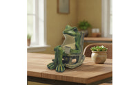Frog in Rocking Chair Statue Cozy Frog Garden Statue with Lights Glowing
