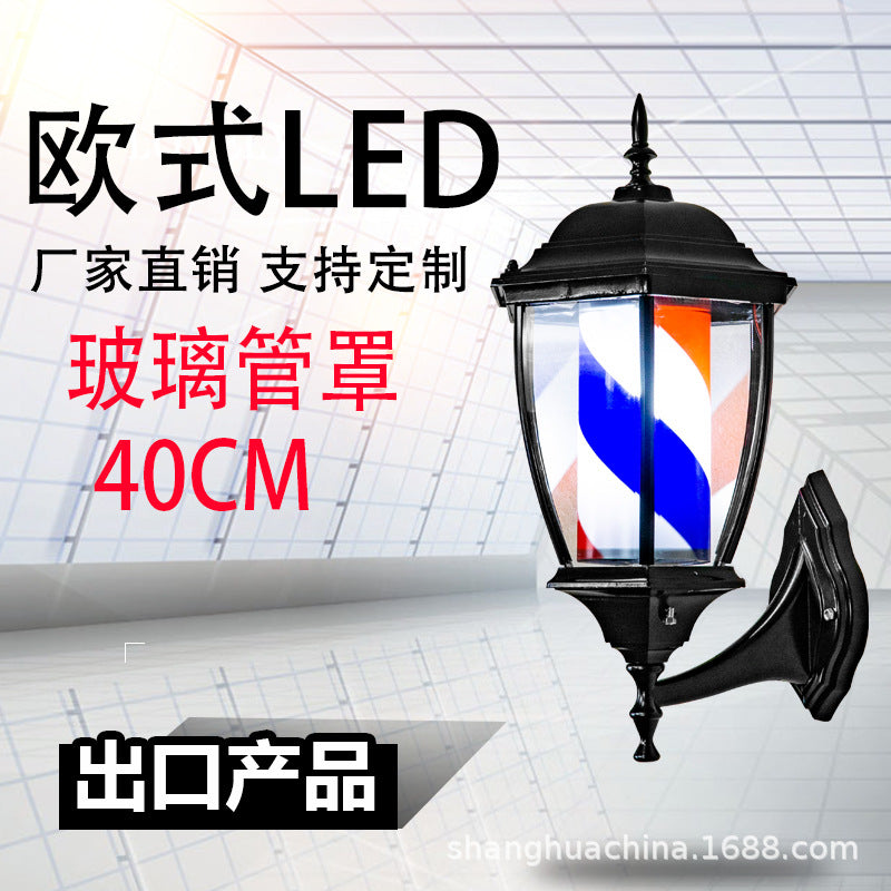 Wall-Mounted LED Barber Pole Light, 40cm, UK Plug