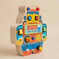 Layered Wood Robot Busy Board Printed Panel Handheld Busy Board Toy Tactile Colorful for Children