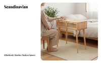 Desk with Storage Modern Design Cane Woven Panel Desk Spacious Drawers