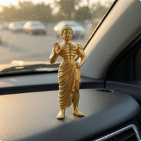 Gold Buddha Statue Blessing Pose Standing Figurine Textured Hair
