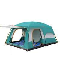 Large Double-Layer Outdoor Camping Tent for 8-12 People, Waterproof and Sun-Protected, Two Rooms and One Hall