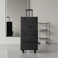 Large Capacity Professional Salon Travel Case Telescoping Handle Rolling Hairstylist Case Combination Lock Multi-Compartment Rolling Tool Chest for Barbers