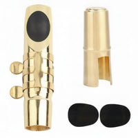 Gold-Colored Saxophone Mouthpiece Polished Shiny Finish Saxophone Ligature Clamp Tightening Screws Sax Mouthpiece Cap