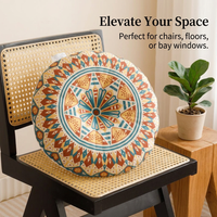 Bohemian Round Floor Pillow, Mandala Cushion, Tatami Cushion for Meditation, Lin #variant:Castle Manor Pattern
