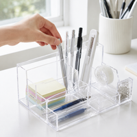 Drawer Desktop Storage, Name Card Holder, Semi-transparent Plastic Pen Holder, Office Worker, Office Supplies, Stationery, Storage Box