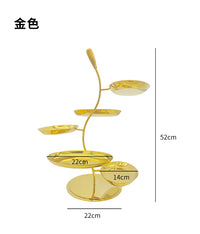 工厂直销不锈钢多层水果架酒店自助餐创意水果盘宴会金色展示架