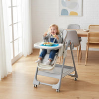 Removable Tray 2-in-1 Convertible High Chair Easy to Clean Adjustable Reclining High Chair Soft Padded Cushion Multi-Functional Toddler Seat 5-Point Harness for Babies, Toddlers, Infants