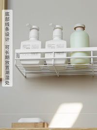 免打孔卫生间置物架浴室洗手间沥水篮厕所墙上收纳架子牙刷杯壁挂
