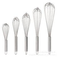 Stainless Steel Manual Egg Whisk 10-22 Inch for Home and Commercial Use
