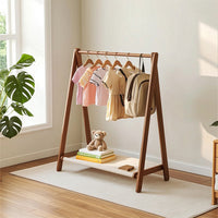 Triangular Frame Clothes Rack Freestanding Clothes Rack with Shelf Furniture Foldable Space-Saving for Children, Entryway