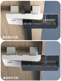 桌下隐形抽屉式桌面收纳盒办公文具置物架书桌工位隐藏神器磨砂小 磨砂透白 单个装