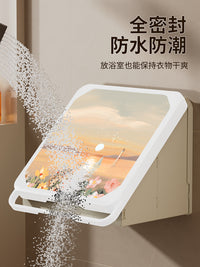洗澡放衣服神器浴室壁画收纳箱卫生间小壁柜厕所折叠置物架防水盒 带提手❥（水晶款：线条小狗）