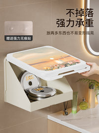 洗澡放衣服神器浴室壁画收纳箱卫生间小壁柜厕所折叠置物架防水盒 带提手❥（水晶款：线条小狗）